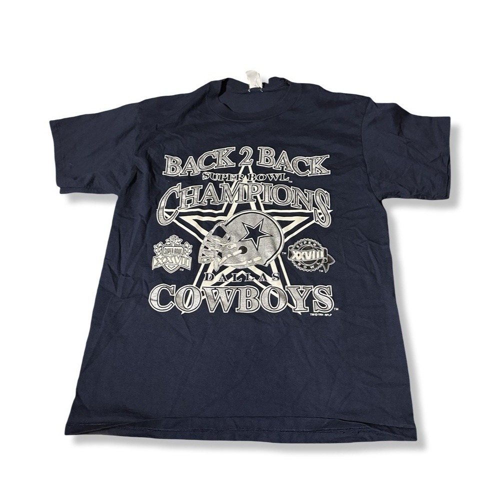 Vintage Dallas Cowboys Back To Back Super Bowl Champions Graphic T-Shirt Size XL